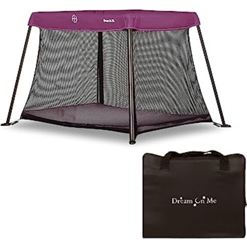 Dream On Me Travel Light Playard, Award Winning Lightweight Portable, Breathable Mesh Sides with Soft Comfortable Mattress, Easy Compact Fold Design with Travel Carry Bag – Purple
