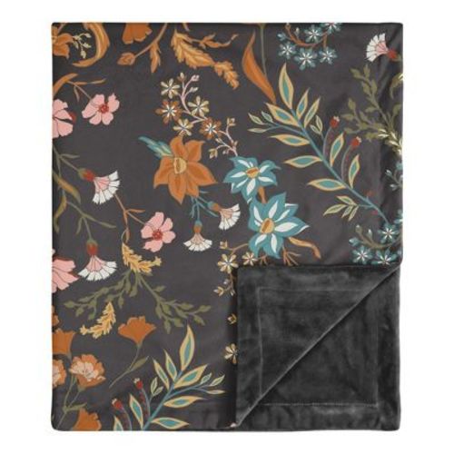 Sweet Jojo Designs Girl Baby Receiving Security Blanket Boho Floral Wildflower Black Orange and Blue