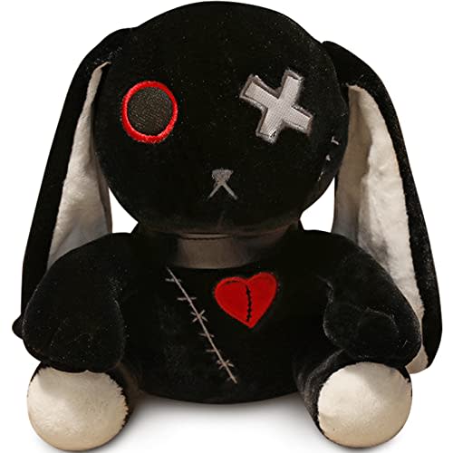 Qleewei Goth Bunny Plush Rabbit Horror Plushies Easter Stuffed Animal Creepy Spooky Crazy Rabbit Plushie Toy