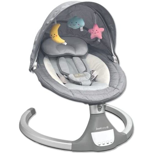 Nova Baby Swing for Infants - Motorized Bluetooth Swing, Music Speaker with 10 Preset Lullabies, Remote Control, Gray - Jool Baby