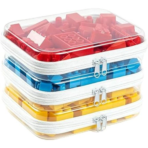 3 Pack Medium Clear Hard Shell Zipper Pouches, 7.8×6.3in (20×16cm) Clear Zipper Bags, Hard Case Pouches for Purse & Diaper Bag Organizer, and Travel Essentials (3M-)