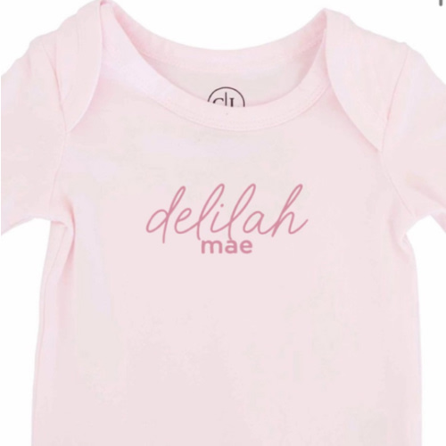 Personalized Full Length Snap Romper | Blush