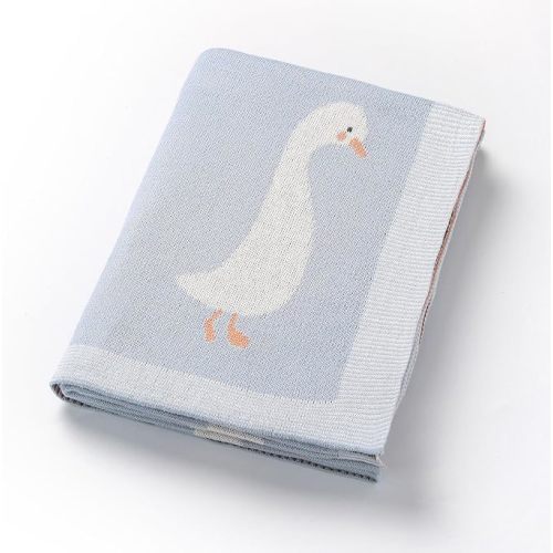 Baby Blanket 100% Cotton Cute Goose Swaddle Soft Newborn Receiving Blanket for Boy/Girl Crib,Stroller Blue 40x30in