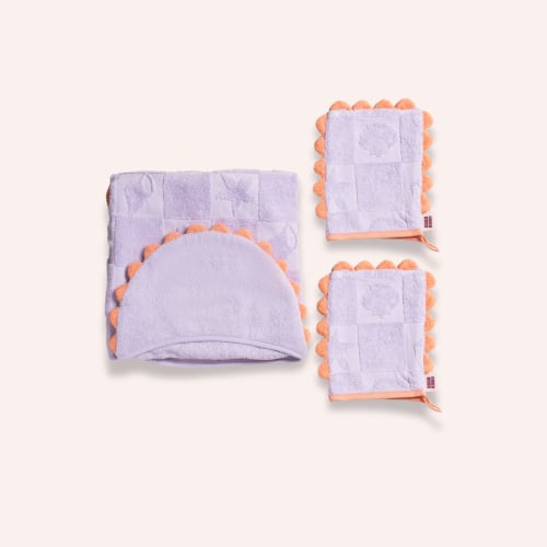 Super Soft Hooded Bath Towel and Wash Mit Duo - Shell Lilac by GOGO KIDDO | the memo – The Memo