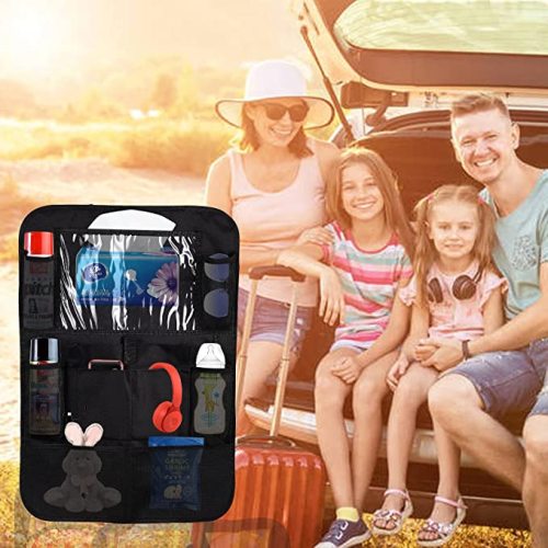 Car Backseat Organizer, Back Seat Protector Kick Mats with 10" Touch Screen Tablet Holder for Kids Toddlers, Travel Accessories (1Pack)