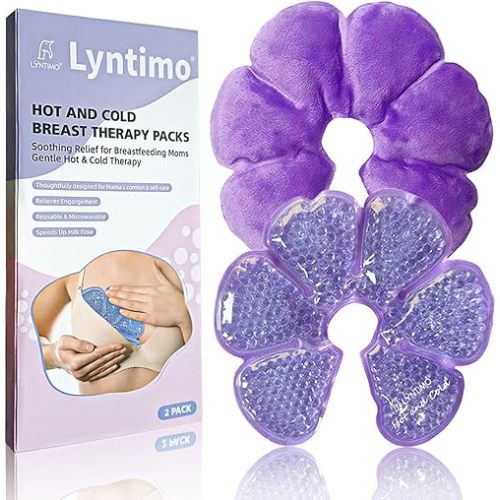 Breastfeeding Ice Packs, Lyntimo Hot/Cold Breast Therapy Pack, 2Pk Purple