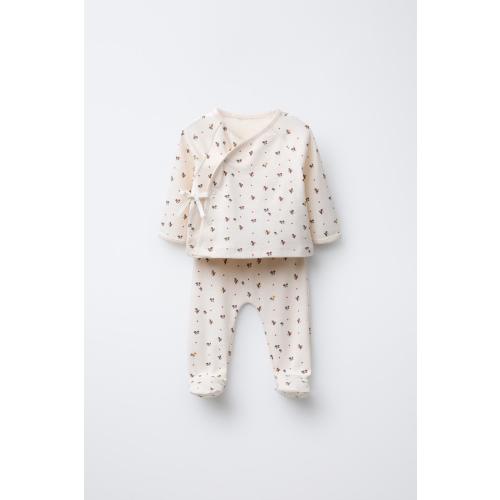 FLORAL T-SHIRT AND LEGGINGS SET - Ecru | ZARA United States