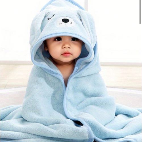1pc Unisex Polyester Fabric Hooded Coral Fleece Soft & Quick Dry Bathrobes, Baby Blanket Wrap, Suitable For Bathroom, Beach, All Seasons, Size 80cm/31.5inch*80cm/31.5inch | SHEIN USA