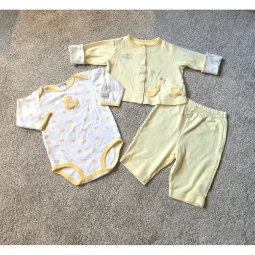 Vintage Carter's 3 piece Infant 3-6 months Yellow Duck Bundle