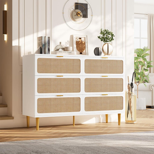 Bay Isle Home™ 47.2'' L X 39.5'' W Rattan 6 Drawer Chest Of Drawers & Reviews | Wayfair