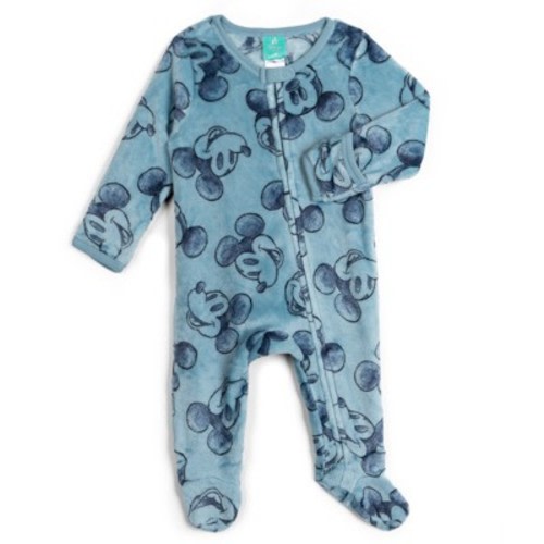 Disney Mickey Mouse Baby Boys' Zip-Up Allover Print Sleep N' Play Coverall Slate Blue 3-6 Months