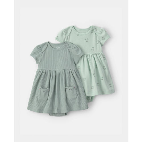 Baby Girl 2-Pack Frog Short-Sleeve Dresses - Green