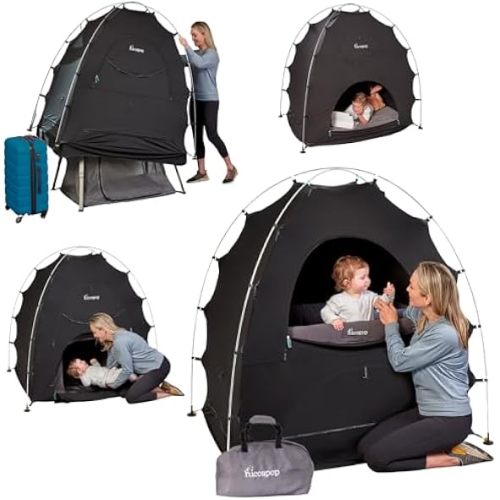 Pack N Play Blackout Cover, ONE-CLICK FOLDING Baby Sleep Pod Crib Cover with Monitor Pouch, Portable Sleeping Space, Block Out 95% Light, Breathable Baby Travel Crib Canopy Tent, Baby Travel Essential