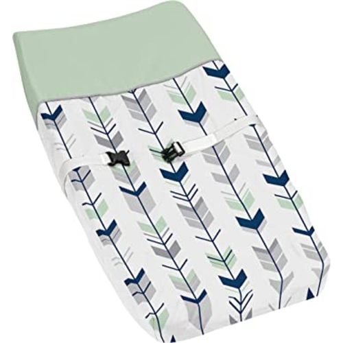 Sweet Jojo Designs Grey, Navy Blue and Mint Woodland Arrow Boy Girl Baby Changing Pad Cover