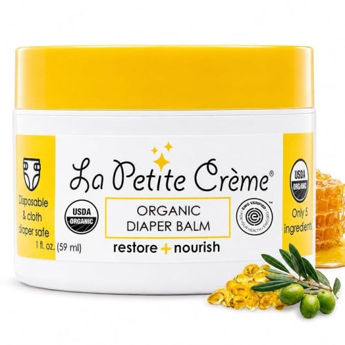La Petite Creme Diaper Balm - Healing & Nourishing Diaper Rash Cream, 1 oz | Moisturizer & Skin Cleanser, Liniment, Diaper Rash Cream, USDA Certified, EWG Verified, Organic Ingredients