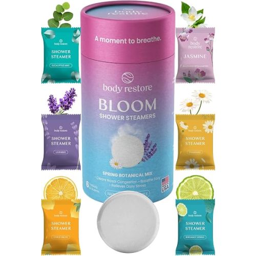 BodyRestore Shower Steamers Aromatherapy, Gifts for Women, Bloom 6 Pack