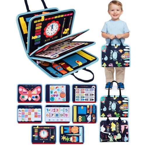 Busy Board for 1 Year Old, Busy Book for Toddlers 1-3, Montessori Toys for 1 Year Old, Educational Sensory Activities, Learning