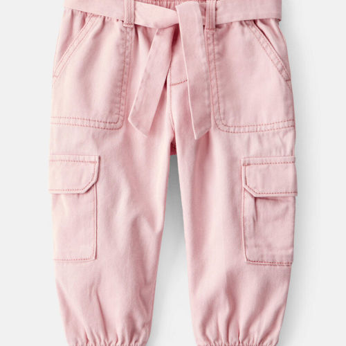Pink Baby Girl Cotton Cargo Joggers - Pink | Carter’s Oshkosh Canada