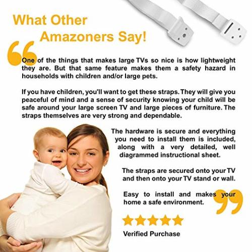 Skyla Homes - Furniture and TV Anti Tip Straps (6-Pack) | Adjustable Earthquake Resistant Straps | Best Wall Anchor | Protection for Children | Baby Proof & Extra Strong ABS Kit