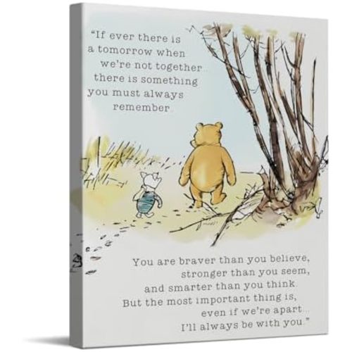 CYFDYVT the Pooh Bear If ever there is a tomorrow Quotes Wall Art Classic the Pooh Bear Vintage Wall Decor for Nursery Baby Room Gift Kid Baby Baptism 8x10 inch Ready to Hang