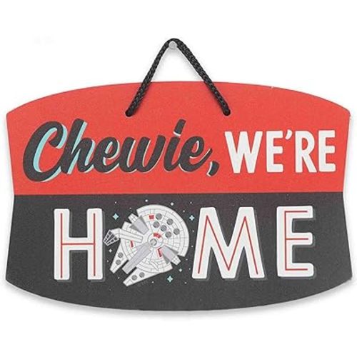 Disney Star Wars Chewie We're Home Hanging Metal Sign - Fun Star Wars Wall Decor for Man Cave or Movie Room