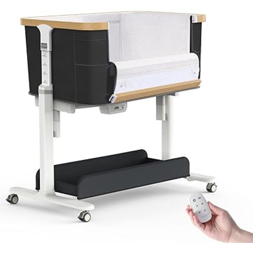 Electric Bassinet Baby Cradle 3 Rocking Motion, 3 in 1 Baby Bassinets for Newborn with 5 Heights Adjustable, Girl/boy Automatic Rolling Bedside Sleeper, Black