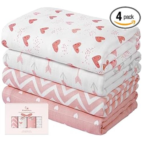 Yoofoss Muslin Swaddle Blankets, Organic Baby Blankets, 47 x 47 Inches Receiving Blanket for Baby Boys and Girls, Baby Essentials for Newborns Soft Breathable
