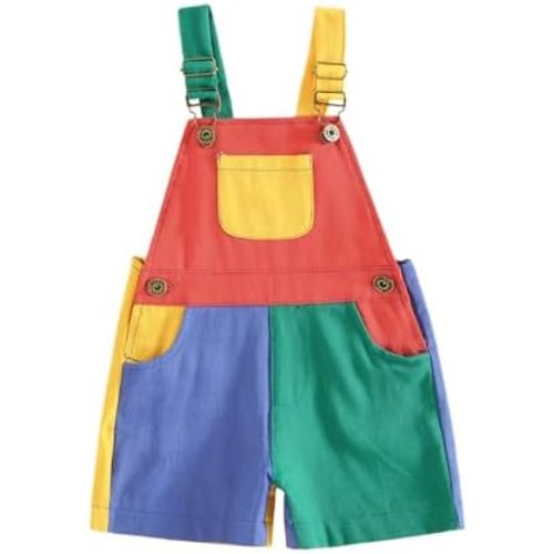 Fernvia Toddler Kids Baby Girl Boy Contrast Color Overalls Shorts Clothes 2T 3T 4T Adjustble Shoulder Strap Jumpsuit Workwear