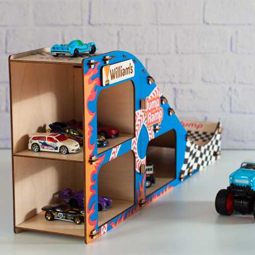 Custom Jump Ramp for Boys, Kids Name Toys, Toys Cars Parking Garage, Montessori Toys Cars Storage, Vehicles Storage, Boys Birthday Gift