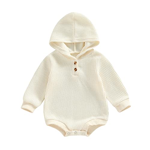 Thorn Tree Newborn Baby Boys Hooded Sweatshirt Long Sleeve Solid Romper Infant Baby Fall Winter Spring Outfits
