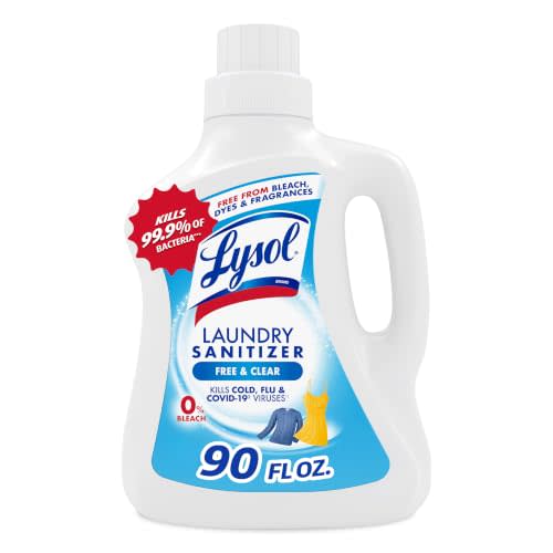 Lysol Laundry Sanitizer Liquid, Detergent Additive, Free & Clear, 90oz | Lysol Sanitizing Laundry Detergent Additive, Deodorizer, Color Safe Bleach Alternative, Laundry Supplies