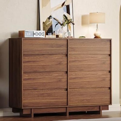 HOUROM Walnut Dresser for Bedroom, 53in Modern 8 Drawer Chest of Drawers