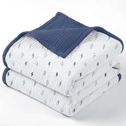 lulumoon Muslin Baby Blanket for Boys: Cotton Toddler Blanket for Daycare