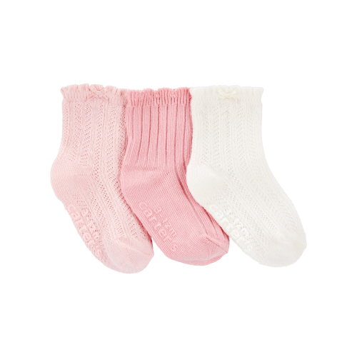 Baby 3-Pack Pointelle Booties - Pink/White - Carter's | Carter's