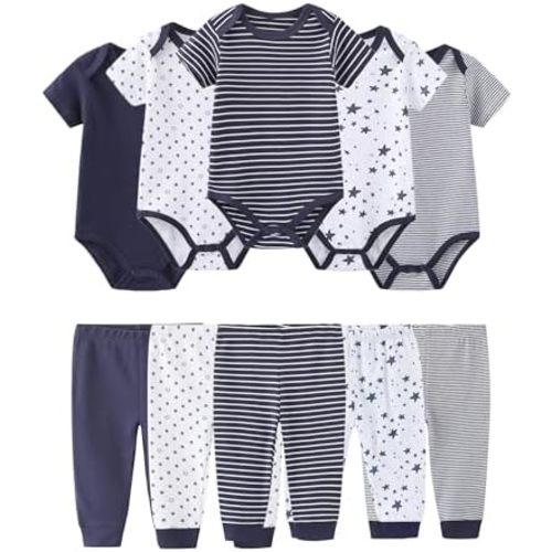 Baby Girl Bodysuit and Pant Set Cotton Ribbed Mix Summer Infant Girls Clothes Outfits 0-12 Month