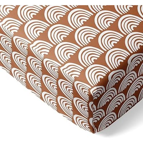 Little Sleepies Baby Crib Sheets, Buttery Soft Viscose from Bamboo Crib Sheets for Boys & Girls, Toddler Bed Sheet, Standard Crib Mattress Sheet, Super Stretchy & Elasticized (Rust Rainbows)