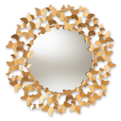 Contemporary Antique Gold Butterfly Wall Mirror by Baxton Studio - Antique Gold