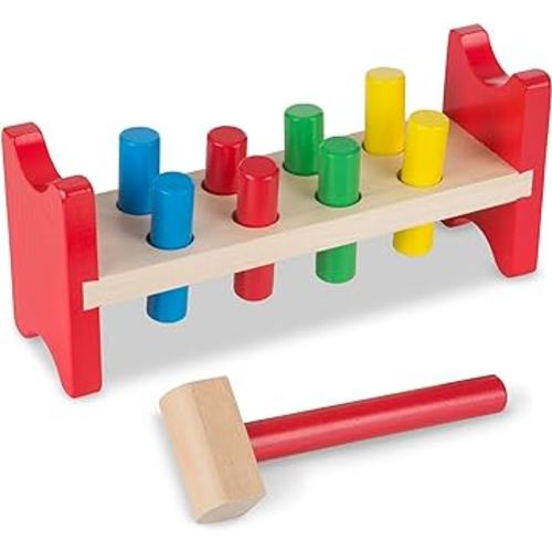 Melissa & Doug Deluxe Wooden Pound-A-Peg Toy With Hammer - FSC Certified