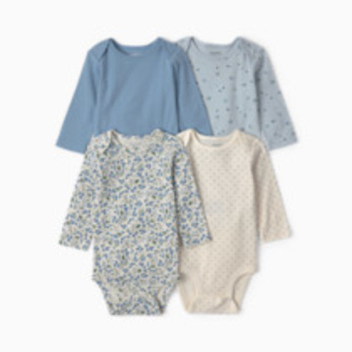 Carter's Long-Sleeve Bodysuits (4 Pack) - Blueberry Floral, 3M
