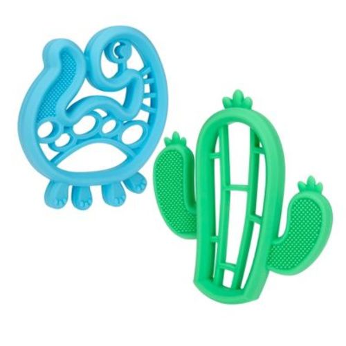Nuby All Silicone Teether - Dino/Cactus 2pk