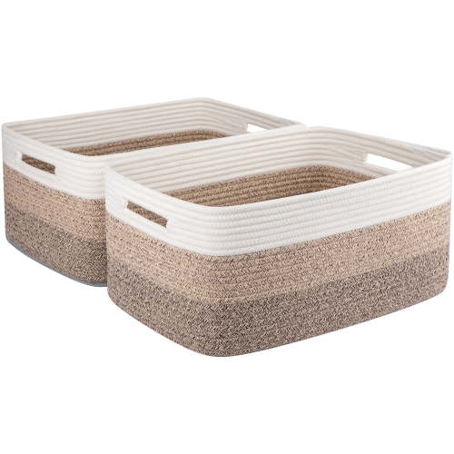 LITERRA 2 Pieces Nursery Baskets for Toys, Towel Woven Storage for Organizing Living Room Bedroom Bathroom 8 Gallon