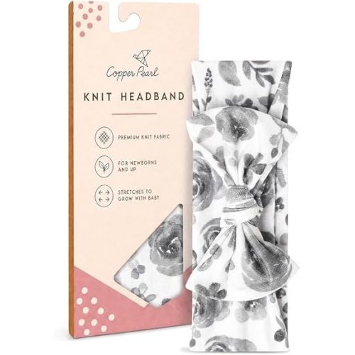 Copper Pearl Baby Bows: Soft and Stretchy Headbands for Baby Girls, Newborn and Toddler Hair Bows and Accessories, Stylish Bow Headband,Rowan