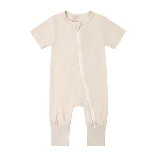 SXIMEE Rayon Made from Bamboo Unisex Baby Pajamas, Summer Short Sleeve Footless Rompers, 2 Way Zipper Sleeper