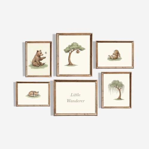Vintage Woodland Animal Prints | Forest Nursery Wall Art | Neutral Sage Green Nursery Decor | Baby Room Artwork | Woodland Gallery Wall Set