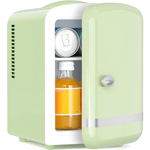 Antarctic Star 4L/6 Cans Compact Refrigerator,Portable Mini Fridge Skin Care,Cooler and Warmer for Bedroom,Car,Office & Dorm, Small Cooler for Cosmetics/Beverage/Food,GREEN