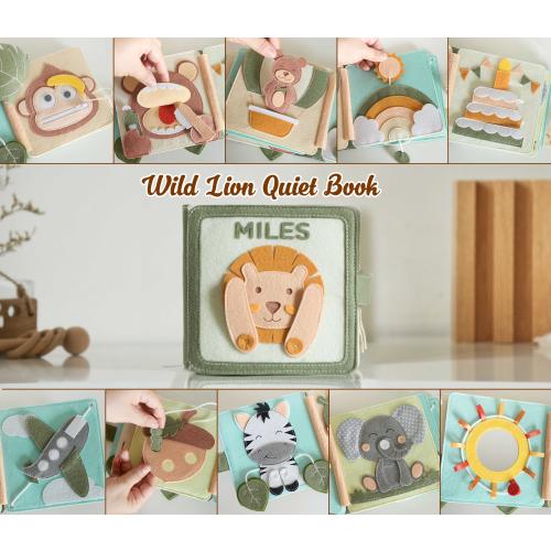 Personalized Handmade felt book - Wild Lion Full version: 11 pages