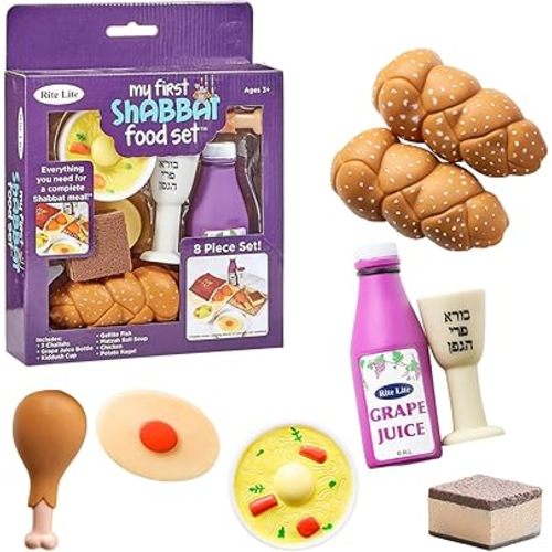 Rite Lite My First Shabbat Play Food Set - Jewish Kids Gift, Pretend Play Judaica Toy - Includes Challah, Grape Juice, Kiddush Cup, and More - Great Jewish Educational Toy for Shabbat Learning & Fun