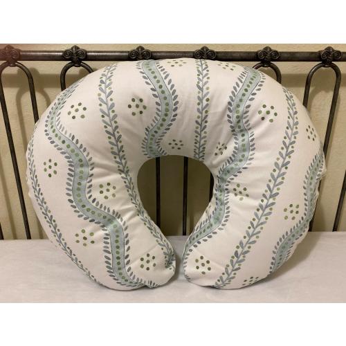 Soft Blue and Green Floral Stripes Nursing Pillow Cover