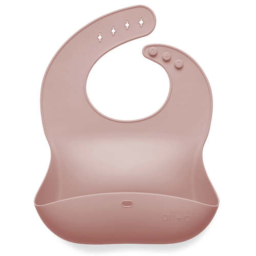 Silicone Roll Up & Stay Closed Baby Bib - True Blush