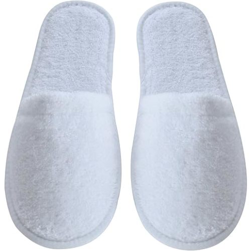Arus Womens Turkish Terry Cotton Cloth Spa Slippers One Size Fits Most, White, 6-9.5 Wide Women